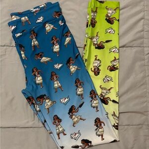 Disney Blue and Yellow Moana Print Leggings runDisney